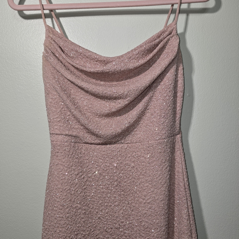 Windsor Dusty Rose Shimmer Maxi Skirt with High Slit - Picture 4 of 9